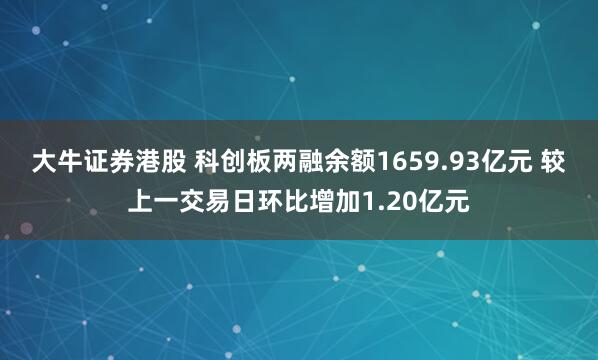 大牛证券港股 科创板两融余额1659.93亿元 较上一交易日环比增加1.20亿元